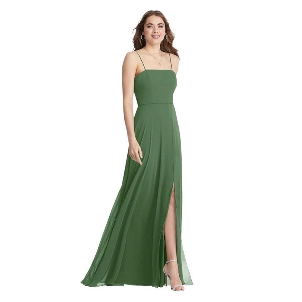 Lovely Elliot Vineyard Green Chiffon Maxi Bridal Dress Size 8